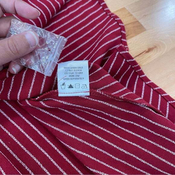 Tularosa | Lina Pinstripe Flounce Mini Dress Berry Fit & Flare Nwot Small - Picture 9 of 9